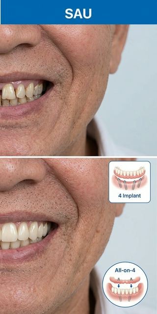 All-on-4 – Mất gần hết hàm trên – Răng tạm ngay ngày 1 — Sau điều trị